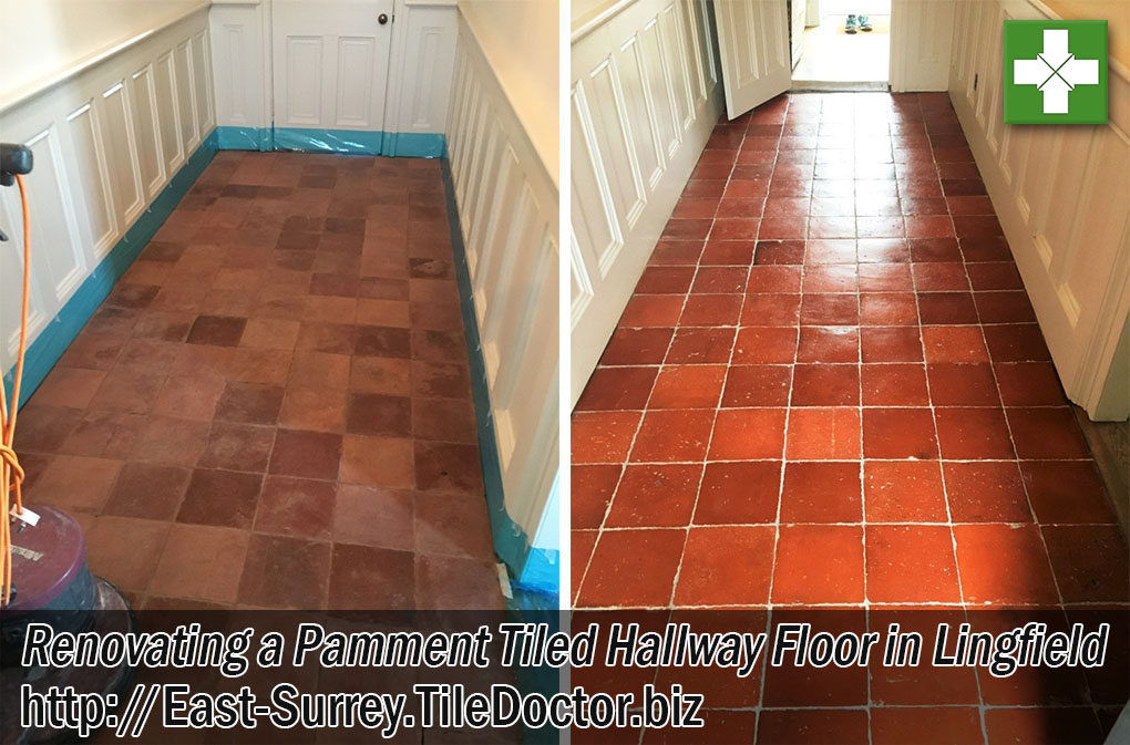 Pamment Tiled Hallway Floor Before After Cleaning Lingfield